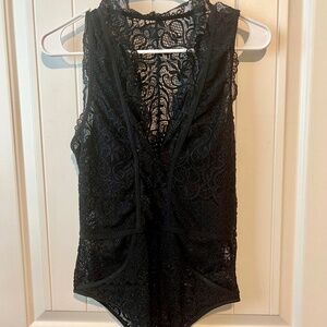 Women's Black Lace Bodysuit.